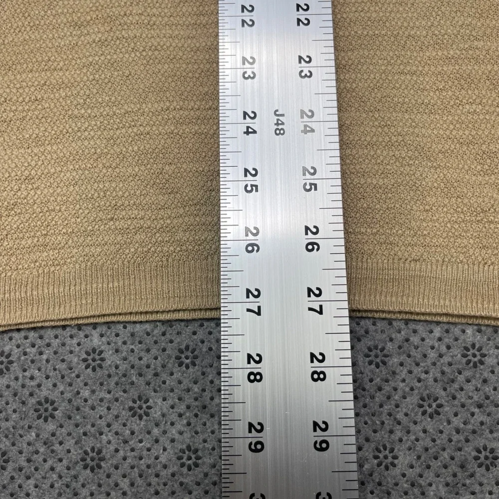 Polo Ralph Lauren Men XL Tan Cotton Linen Knit Sweater Pocket Polo Shirt